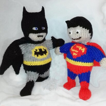 Superhero, batman and superman toy - knitting pattern