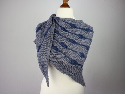 Knitting Pattern Asymmetrical Shawl Hip Hop with Short Row Stripes