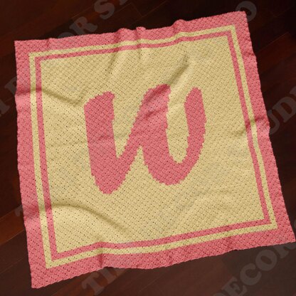 Letter W pattern | Name C2C crochet baby blanket | 2 colors design