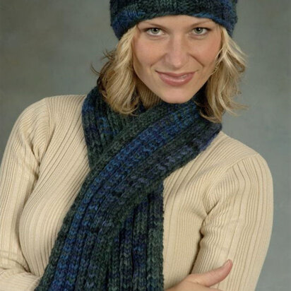 Ribs & Ridges Hat And Scarf in Plymouth Yarn Baby Alpaca Grande Hand Dye - 1750 - Downloadable PDF