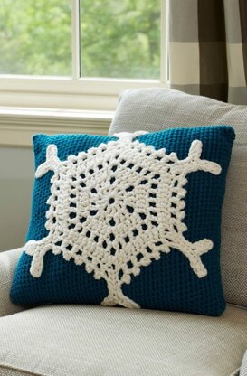 Snowflake Pillow in Red Heart With Love Solids - LW3713