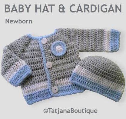 Baby Grey Hat and Cardigan