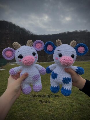 Diy crochet cow kit beginner with yarn, cow plush, chunky cow