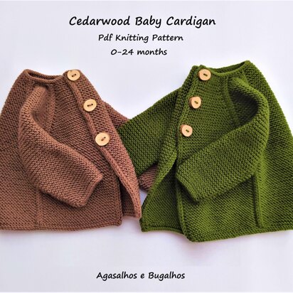 Garter Stitch Cardigan | Cedarwood Baby Cardigan | 0-24 months