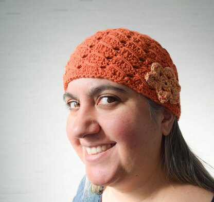 Long Double Crochet Hat with Flower