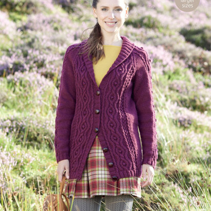 Long Shawl Collared Jacket in Hayfield Bonus Aran with Wool - 7062 - Downloadable PDF