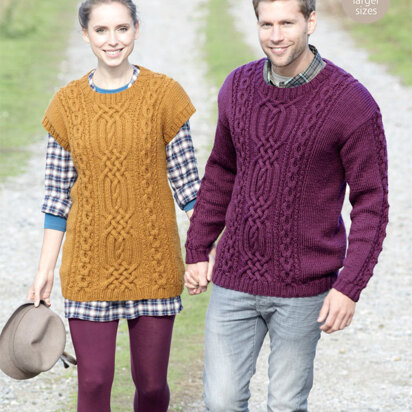 Man’s Sweater and Woman’s Tunic in Hayfield Bonus Aran with Wool - 7061 - Downloadable PDF