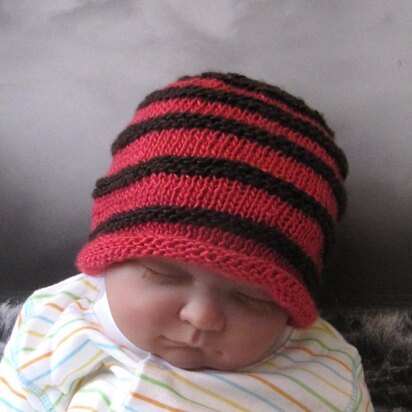 Baby Simple Stripe Roll Brim Beanie Hat