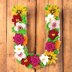 Floral letter U crochet applique pattern