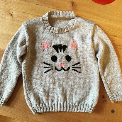 Intarsia cat face sweater