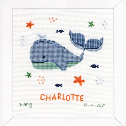 Vervaco Whales Fun Cross Stitch Kit - 22 x 23 cm