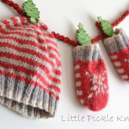 Baby's 1st Christmas! 'Little Stripe Hat' and 'Little Snowflake Mittens'