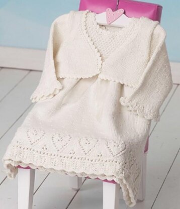 Lucia Dress Bolero Hat Knitting Pattern Baby 5 sizes 0-12 Months Reborn Christening Summer