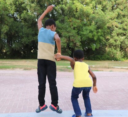 Colour Block Crochet Tank Top for Boys