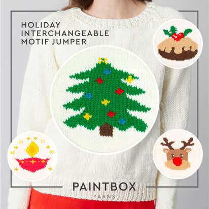 " Holiday Interchangeable Motif Jumper " - Free Jumper Knitting Pattern For Women in Paintbox Yarns Simply Chunky by Paintbox Yarns - knitting pattern