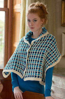 Buttoned Shawl in Red Heart With Love - LW4583 - Downloadable PDF