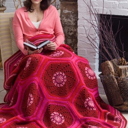 Ruby Hexagon Throw in Red Heart Super Saver Economy Solids - LW2901