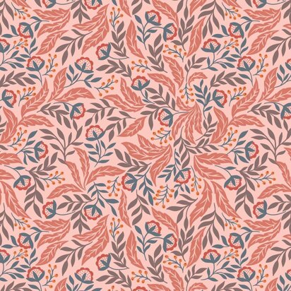 Lewis & Irene Wintertide - Arts floral with gold metallic on pink