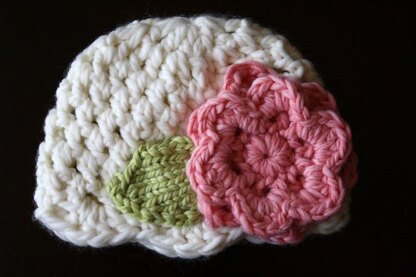 Bulky Crochet Knit Hat with Flower