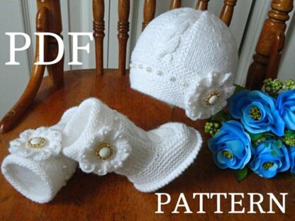 Baby Girl Pattern Knitted Baby Hat Baby Shoes 0 - 12 months