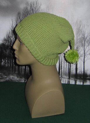 Moss Stitch (Seed Stitch) Pixie Bobble Slouch Hat