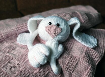 Pink Baby Bunny Toy Blanket