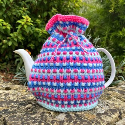 Lilac Speckled Rib 4 Cup Teapot Cosy Knitting Pattern