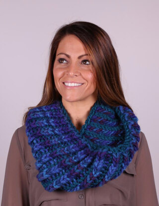 Brioche Cowl in Plymouth Yarn Cannoli and Encore Mega - f712 - Downloadable PDF