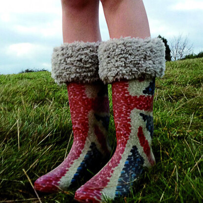 Furry Welly Toppers in Erika Knight Fur Wool and Maxi Wool