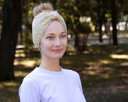 Knit Pattern Seed Stitch Turban Headband Woman
