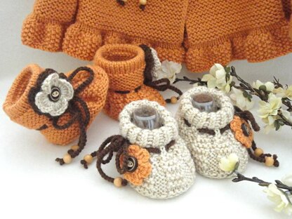 Knitting PATTERN Booties and Hat Baby Set Anna