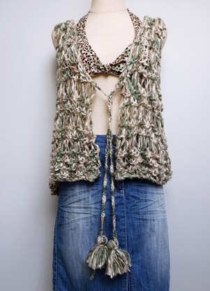 Drop Stitch Knitted Boho Waistcoat