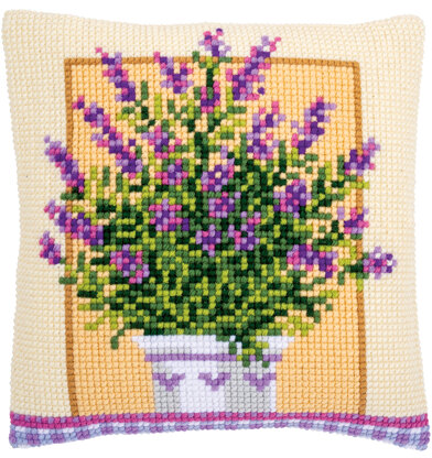 Vervaco Lavender Pot Cushion Cross Stitch Kit - 40cm x 40cm