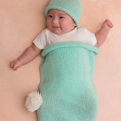 Cottontail Bunny Cocoon & Hat in Red Heart Anne Geddes Baby - LW3474 - knitting pattern