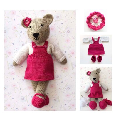 Bella teddy with pinafore - 19075