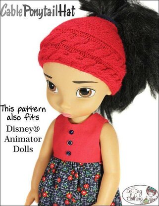 Cable Ponytail Hat - 18" Dolls