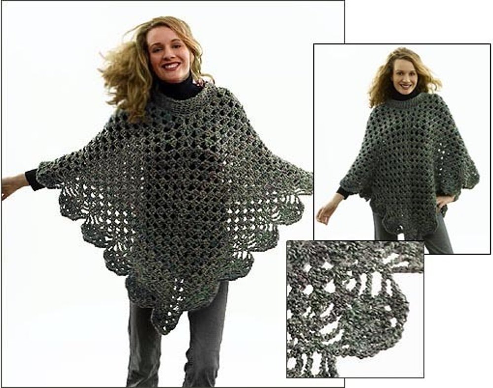 Martha Stewart 'Coming Home' Poncho: Plus Size in Lion Brand Homespun