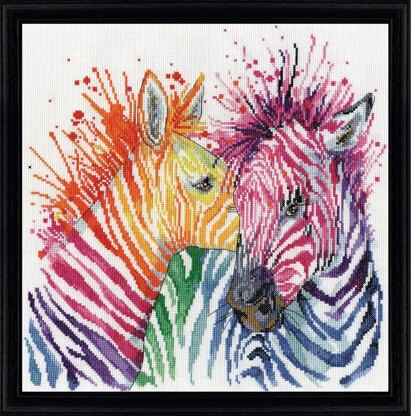Design Works Colourful Zebras Cross Stitch Kit - 30cm x 30cm