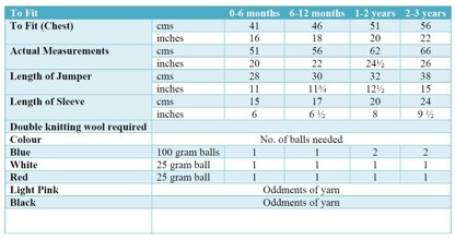 Santa Claus Jumper Knitting Pattern to fit from birth to 3 years old