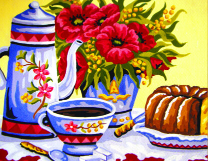 Collection D'Art Poppies Coffee Time Needlepoint Kit - Multi