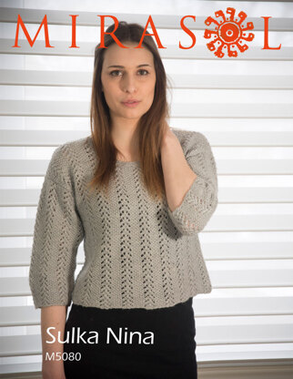 Lace and Seed Stitch Short Sweater in Mirasol Nina - M5080