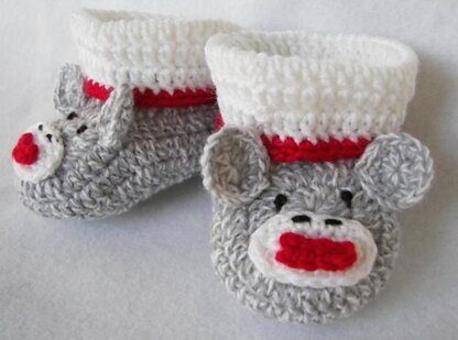 Sock Monkey Baby Booties