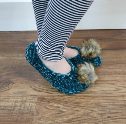 Velvet Ballet Pom Pom Slippers