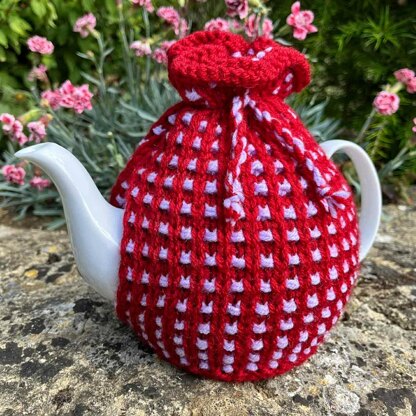 Basket Ribbed 4 Cup Teapot Cosy Knitting Pattern