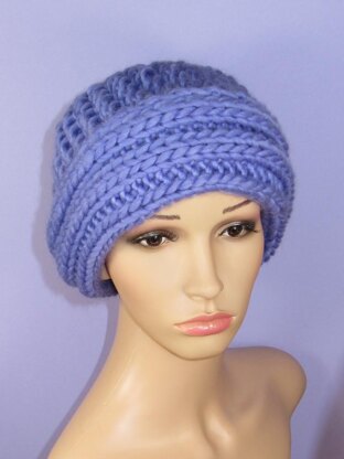 Super Chunky Rib Cuff Lace Beanie Hat