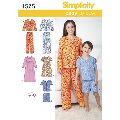 Simplicity Child's, Girl's and Boy's Loungewear 1575 - Sewing Pattern