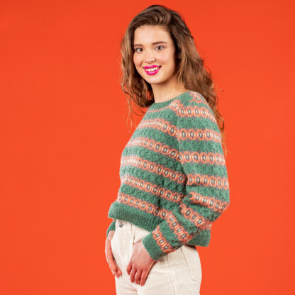 Diamond Fairisle Sweater - Free Jumper Knitting Pattern For Women in Paintbox Yarns Simply DK by Paintbox Yarns