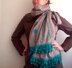 Fabric Scarf with Crocheted Edging and Flowers