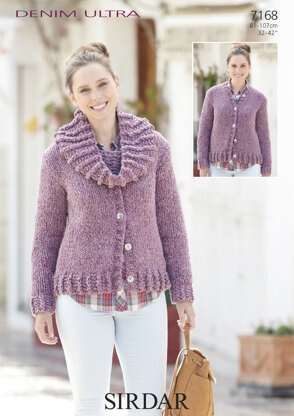Round-Neck Cardigan with Matching Snood in Sirdar Denim Ultra Super Chunky - 7168