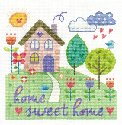 DMC Home Sweet Home 14 Count Cross Stitch Kit - 25.2cm x 18cm